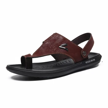 

2020 Summer Mens Sandals Open Toe Leisure Genuine Leather Sandals Men Casual Man Comfortable Sandals Shoes Plus Size 39-45