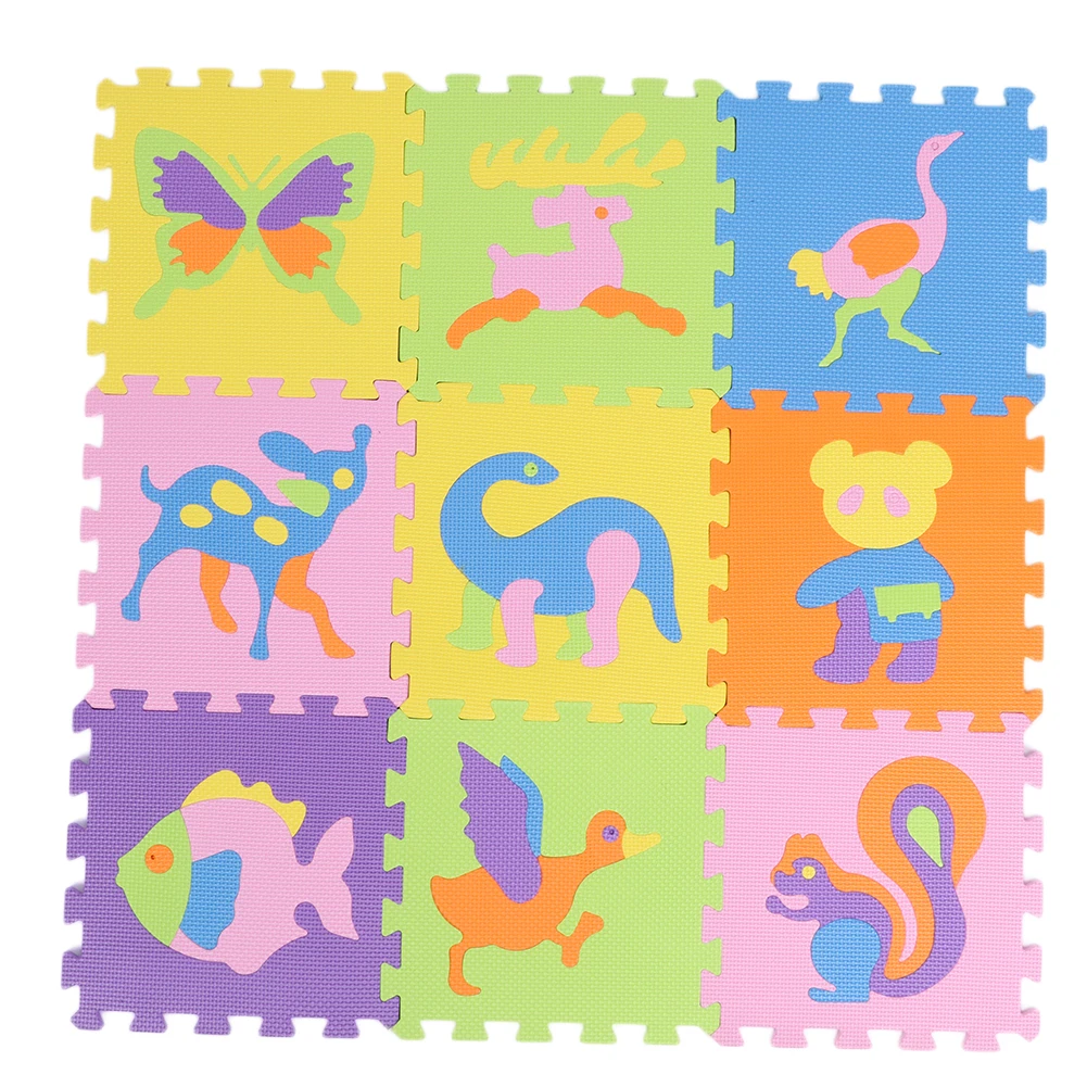 Tapis de jeu EVA à 9 pièces/ensemble | Tapis de jeu en mousse pour bébé, tapis rampant pour enfants, tapis Kruipen assemblé, tapis Animal, Puzzle pour jeux pour enfants