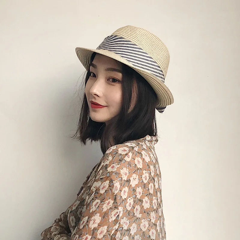 

Japanese-style Hipster Bow Straw Hat Women's Summer Casual Versatile Beach Holiday Billycock Outdoor Topee Summer