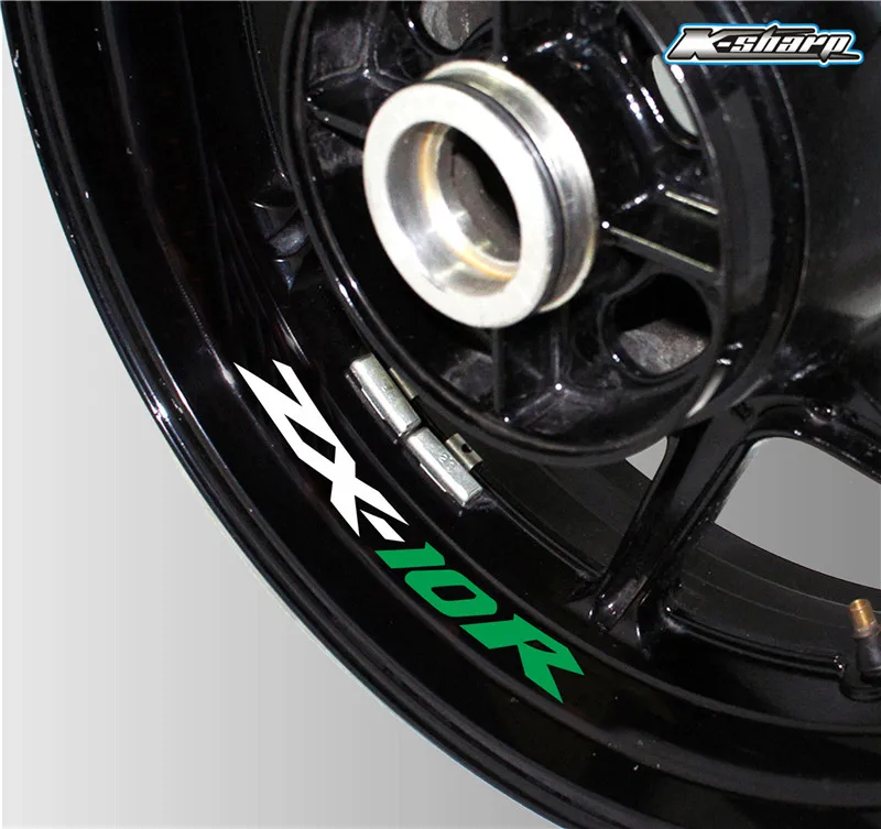 K-LQT-ZX10R-09 Новые Пользовательские колеса внутренний круг логотип украшения наклейки светоотражающие наклейки для KAWASAKI zx 10 rпередние и задние наклейки ZX-10R - Цвет: K-LQT-ZX10R-09
