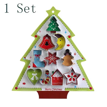 

Silver Christmas tree moon bell shape Baking Tools Biscuit Mold Cookie Cutter Cake Decoration 10pcs/Set Stainless Steel mold