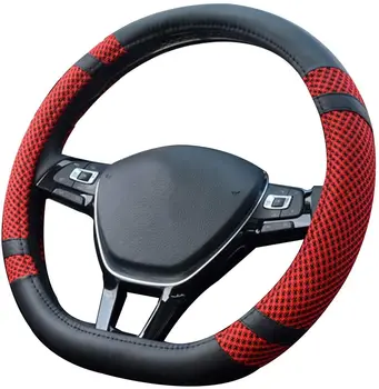 

D Type Vehicle Flat Bottom Car Steering Wheel Cover Diameter 38cm(15") PU Leather Car Steering Wheel Protector D-shape