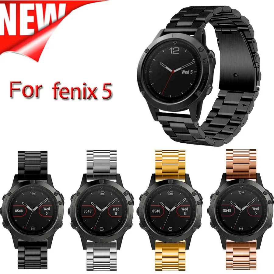 ANBEST 22 мм ширина металлический ремешок из нержавеющей стали для Fenix 5 Plus Band 3 звенья