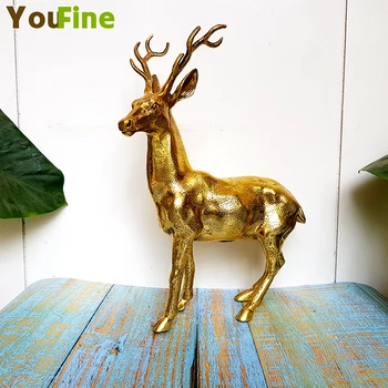 

Bronze Small Sika Deer Sculpture Bookcase Wine Cabinet Desktop Decoration Copper Deer Ornaments Animal Jewelry Gold Deer Statue