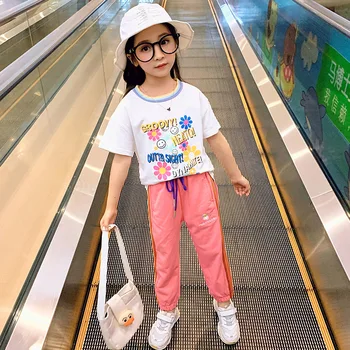 

Girls suit 2020 new Korean version children's sports pants T-shirt boutique two-piece tide