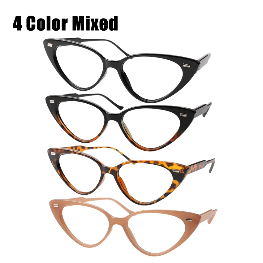SOOLALA очки для чтения «кошачий глаз», женские очки для дальнозоркости, очки для чтения, для зрения, 1,0, 1,25, 1,5, 1,75, 4,0, диоптрий - Цвет оправы: 4 Color Mixed