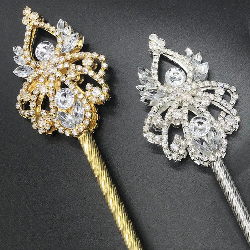Cetro de Cristal, Tiara e Coroa Dourada/Prateada para Casamento, Festa ou Traje de Rei e Rainha._voghion.com