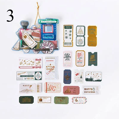40Pcs/Pack Kawaii Christmas Stickers Retro Stationery Stickers Decorative Stickers For Kids DIY Diary Scrapbooking Supplies - Color: 3