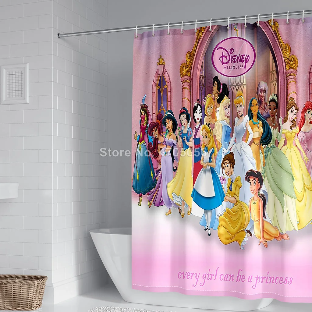 Disney Princess Decorative Shower Curtain Waterproof Polyester Fabric Bathroom Curtains Personalized Bath Screens 180x180cm