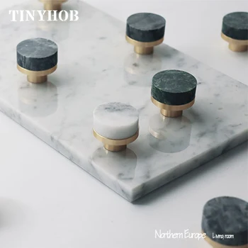 

Natural marble + brass Knobs European Cabinet handles Drawer Pulls Kitchen Cabinet Knobs and Handles Furniture Handles