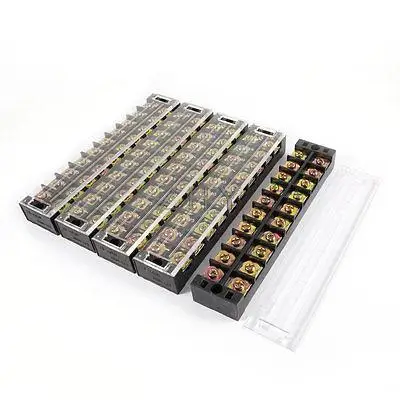 

5x 600V 45A 10 Positions 10P Dual Rows Covered Barrier Screw Terminal Block