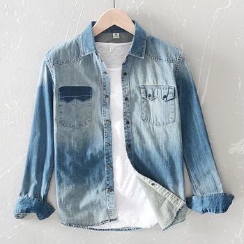 

New style long-sleeved brand shirts men fashion blue shirt for men solid casual shirt mens comfortable shirts male overhemd tops