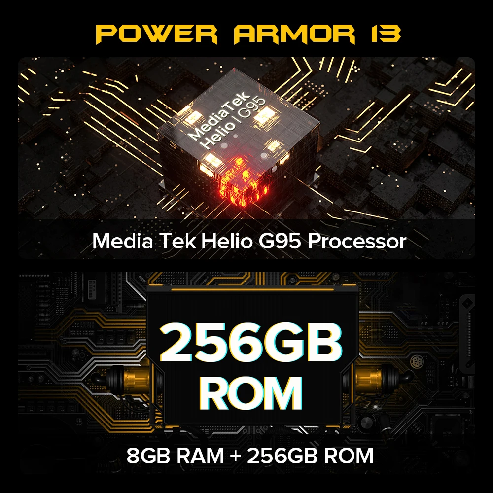 Ulefone Power Armor 13 13200mAh Rugged Phone 256GB Android 12 Waterproof Smartphone 6.81” 2.4G/5G WLAN Mobile Phones NFC Global 6