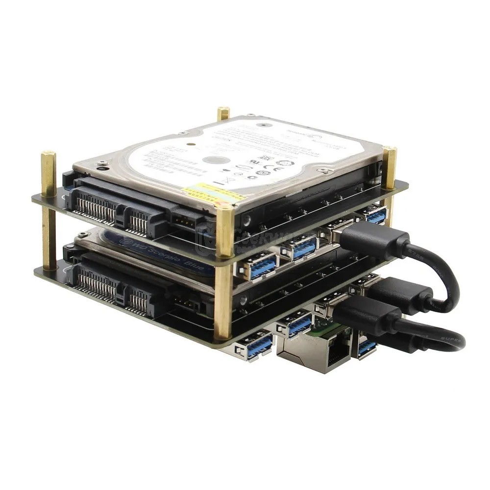 Raspberry Pi NAS SATA адаптер Стекируемый X828 USB3.0 2," SATA HDD/SSD кластерная Плата расширения для хранения+ usb-хаб для Pi 4B/3B+/3B