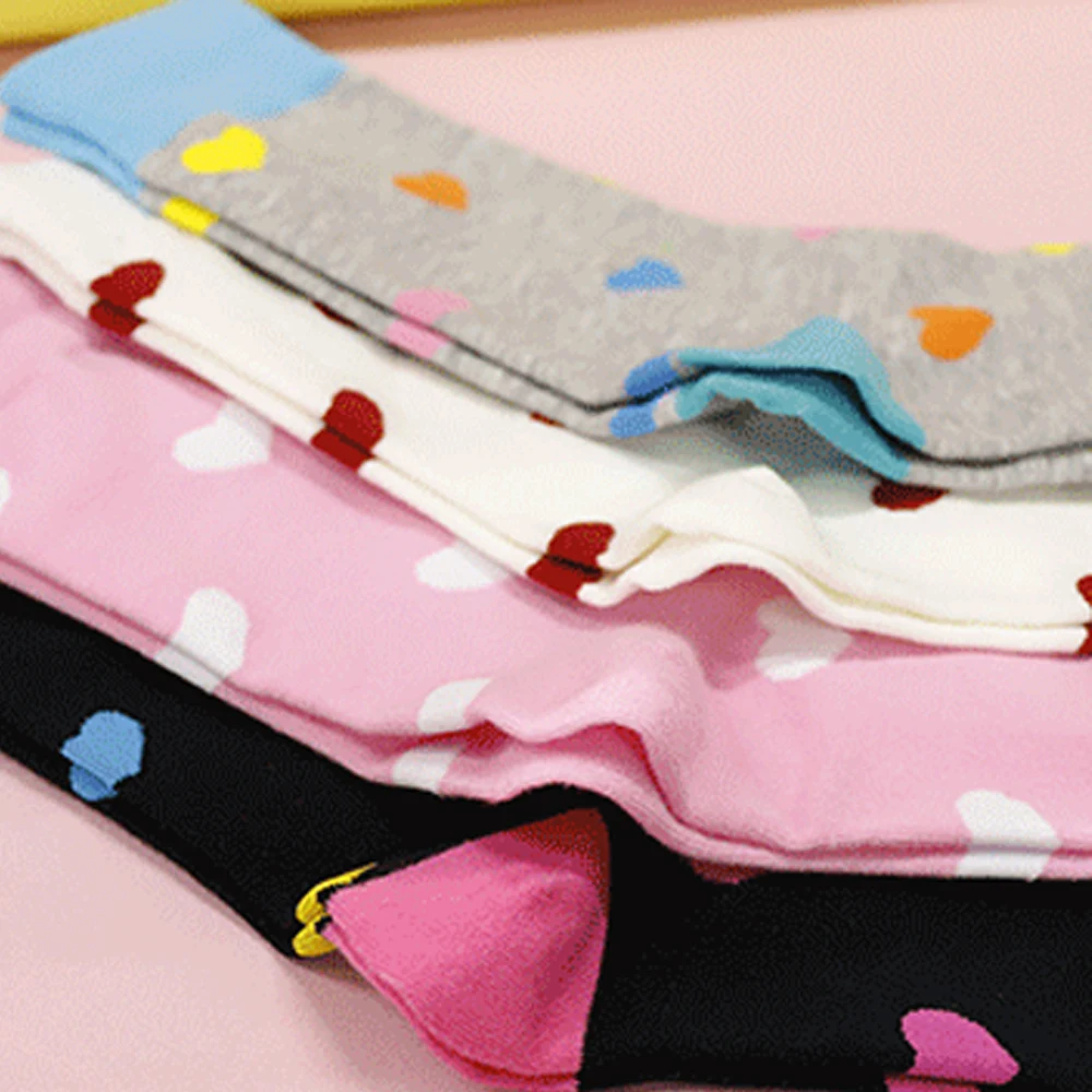 Милые модные осенне-зимние теплые носки с узором в виде сердца женские хлопковые удобные носки горячая распродажа