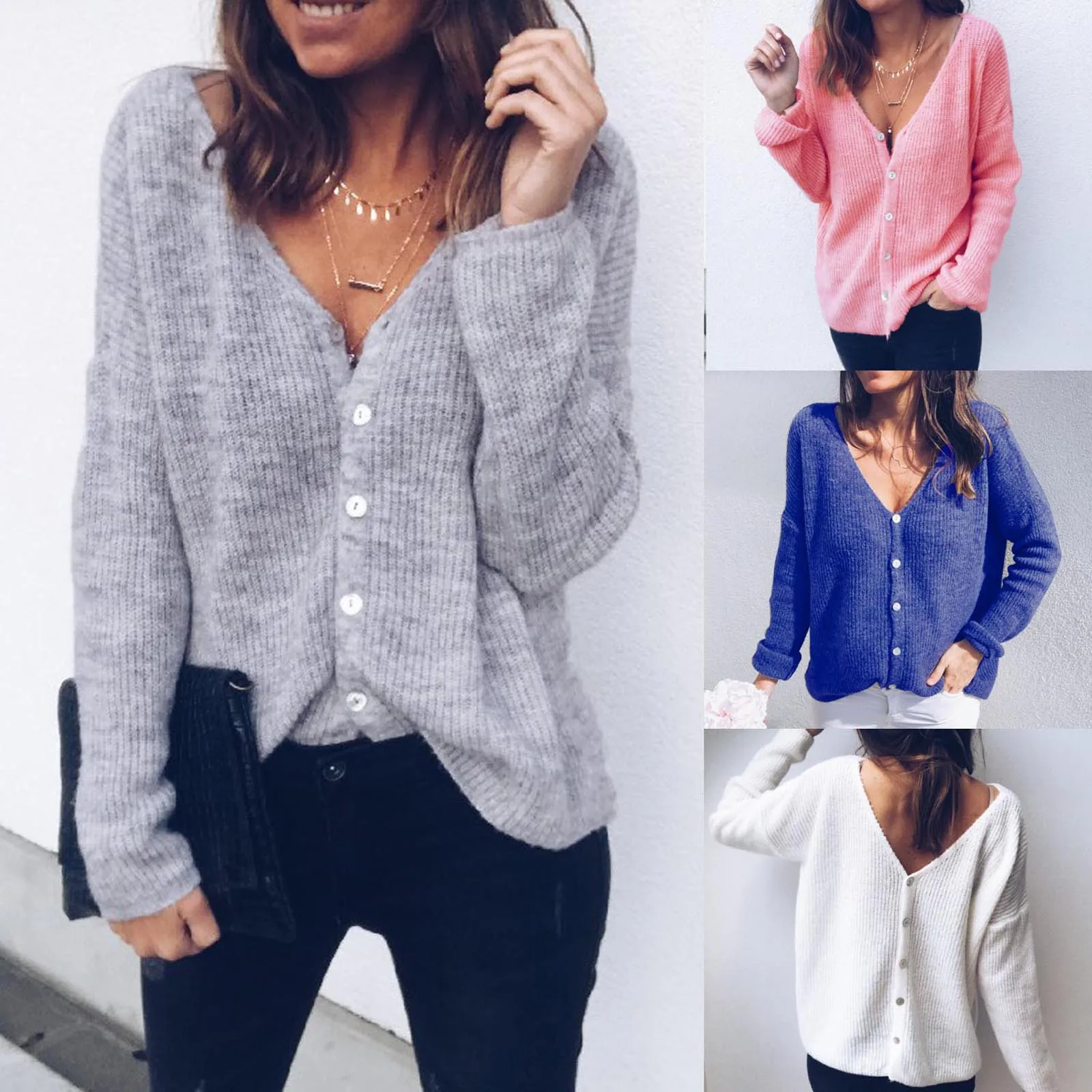S-XL-cárdigan de punto cálido para mujer, Chaqueta de punto con bolsillo bordado, cárdigans de punto a la moda, abrigo suelto, F4, otoño e invierno, 2020