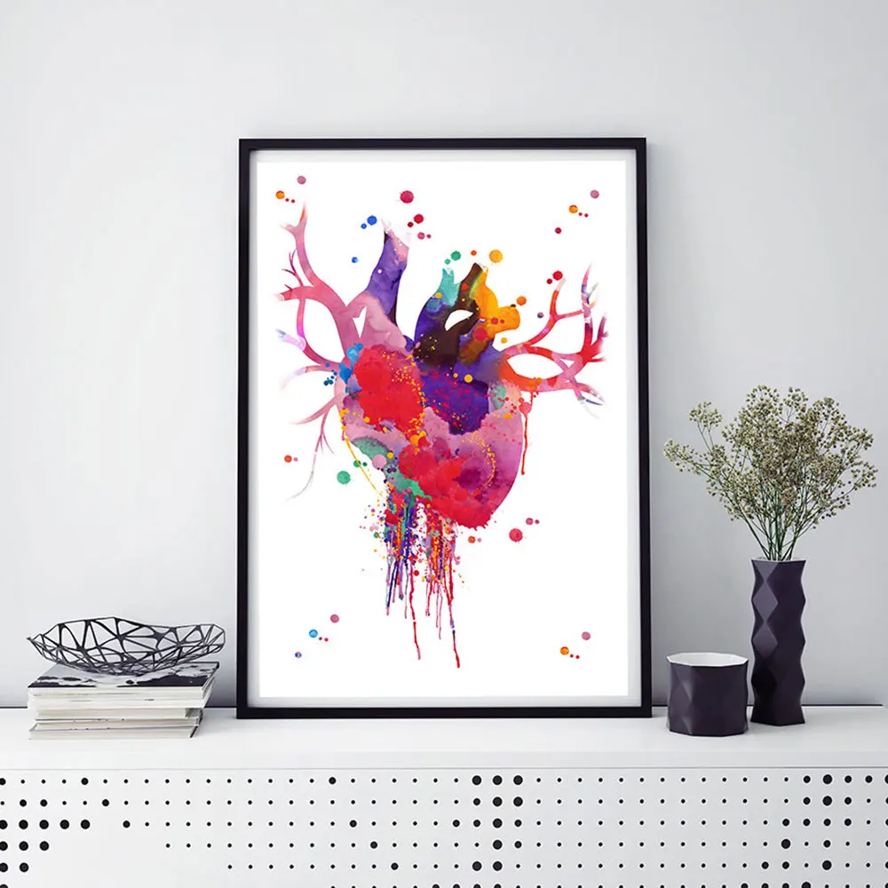 

Heart Anatomy Watercolor Print Abstract Medical Art The Human Heart Poster Illustration Anatomical Heart Print Science Art Frame