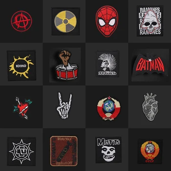 

Metal band Rock Hippie Patch CCCP Iron On Patches For Clothing Spiderman Embroidered Stripe stalker Patch Skull Sticker On Cloth