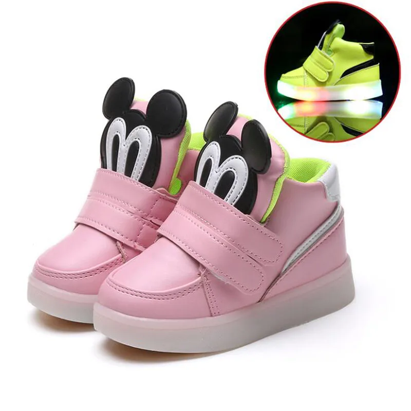 

2020 classic cartoon fashion children boots hot sales Lovely kids sneakers cute LED lighting baby boys girls shoes infant tennis