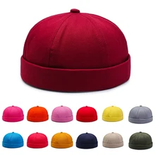 Винтажная шапка мужские теплые хлопковые шапки-бини в стиле ретро Осенние повседневные Хип-хоп кепки опрессованные безрукавные шапки s