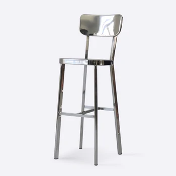 

Designer backrest bar chair metal high stainless steel polished stool Magis Barstool