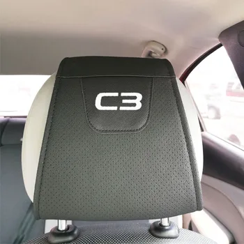 

1pc For Citroen C3 Car Headrest Protector Case Pu Leather Car Headrest Cover Car Accessories