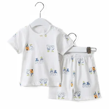 

Casual Home Service Suit Top + Shorts Set New Summer Cotton Short-sleeved 0-3 Year Old Children Service Thin Section Baby Unisex