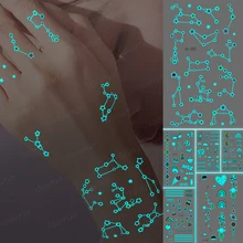 

Constellation Luminous Tattoos Blue Transfer Waterproof Temporary Tattoo Sticker Women Men Body Art Line Hand Neck Glowing Tatto