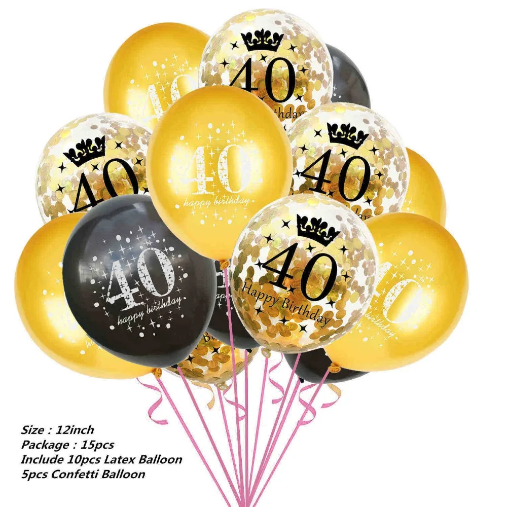 30 40 50 60 70 80 лет шарики ко дню рождения 30 день рождения украшения балон номер 50th взрослый золотой черный день рождения