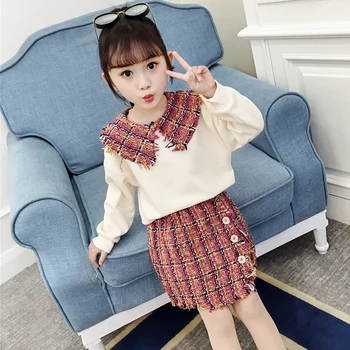 

2pcs Kids Clothes Girl Dress Autumn Kids Dresses for Girls with Sleeves Clothes for Children Girls Set Children's Clothing Gir