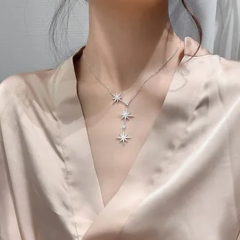 

Star Zircon Necklace Women's New Style MORI Series Fashion Harajuku-Style High Grade Sense Design Non-mainstream Choker Real Gol