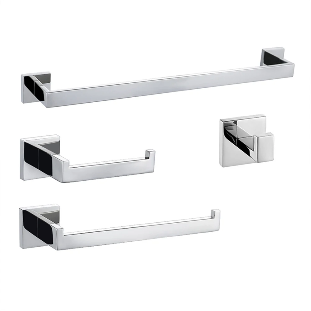 Stainless Steel Bathroom Hardware Sets Robe Hook Towel Bar Toilet Paper Holder