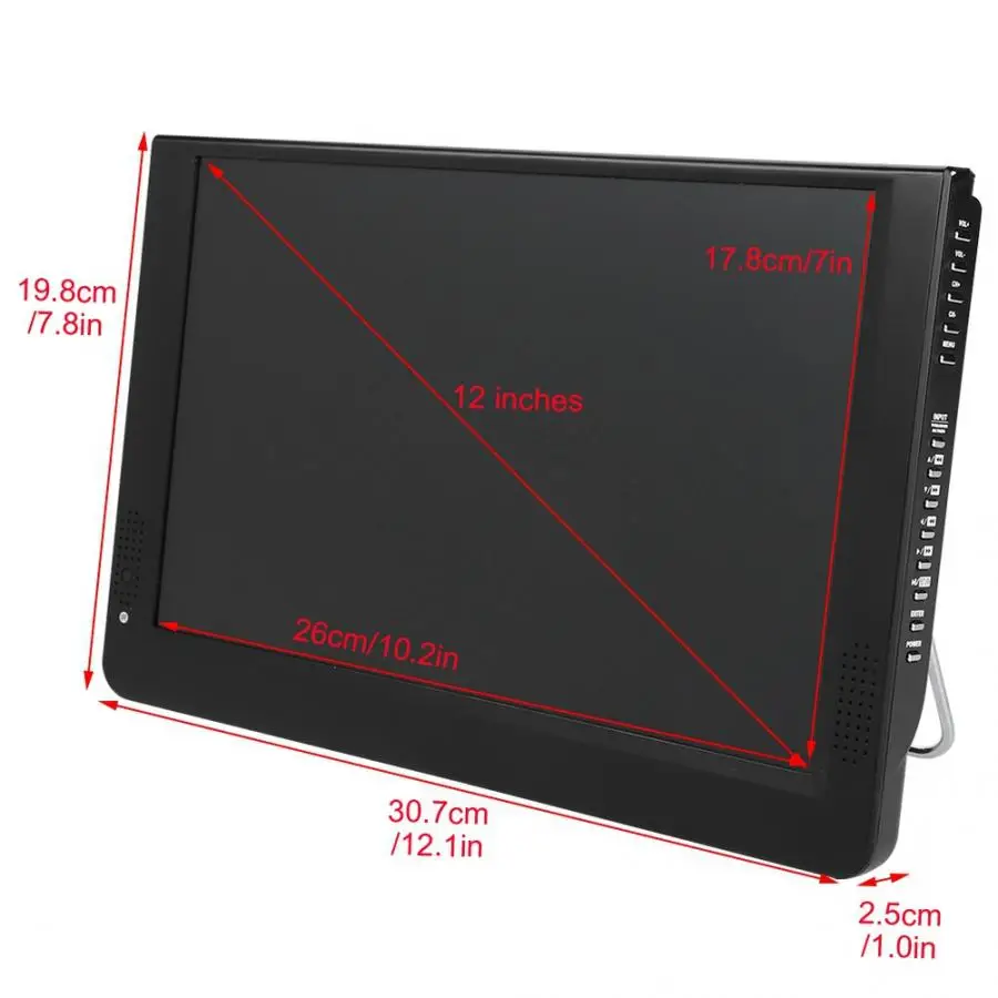Korea LEADSTAR 12 Inch Atsc T Portable Mini Tv Supports ATSC/H265/Hevc Dolby Ac3 1280*800 TF Card For Home/Car 2