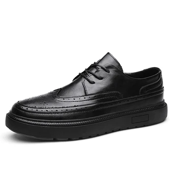 

2020 Men Dress Shoes Autumn New Brogue Men Leather Shoes Vintage Carved Formal Flats Men Wedding Shoes Plus Size 44