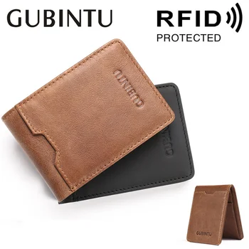 

Slim Leather Men Wallet Minimalist Vintage RFID Wallet Genuine Thin Mini Wallets Male Small Purse Small Credit Card Holder B325