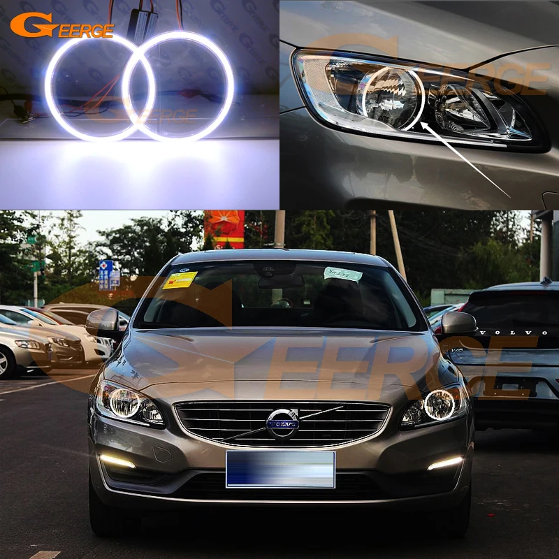 

COB led angel eyes halo rings Excellent Ultra bright quality For Volvo S60 II V60 2014 2015 2016 2017 facelift