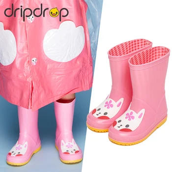 

Funny Rabbit Toddler Rain Boots Waterproof Mid-Calf Toddler Girls Rain Shoes Cartoon Appliques Kids Shoes Kids shoes for girl