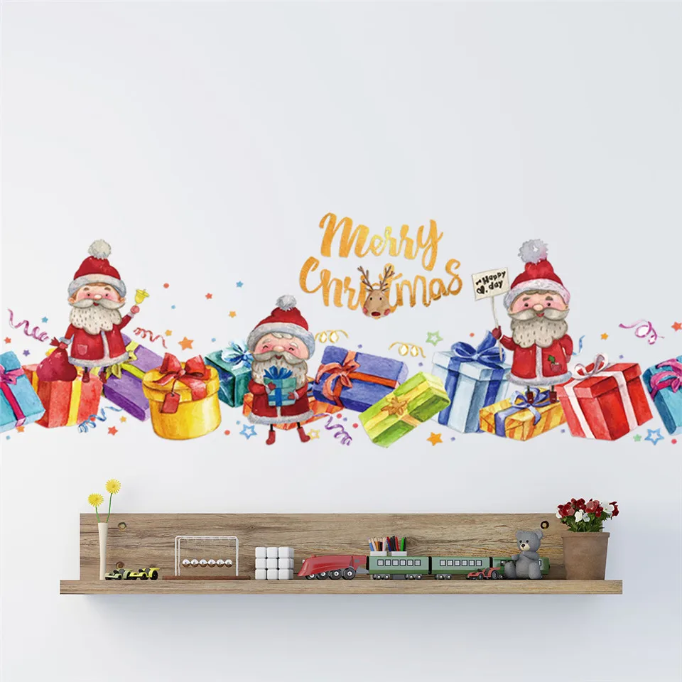 Merry Christmas настенные стикеры магазин Рождественский Декор окна для детской