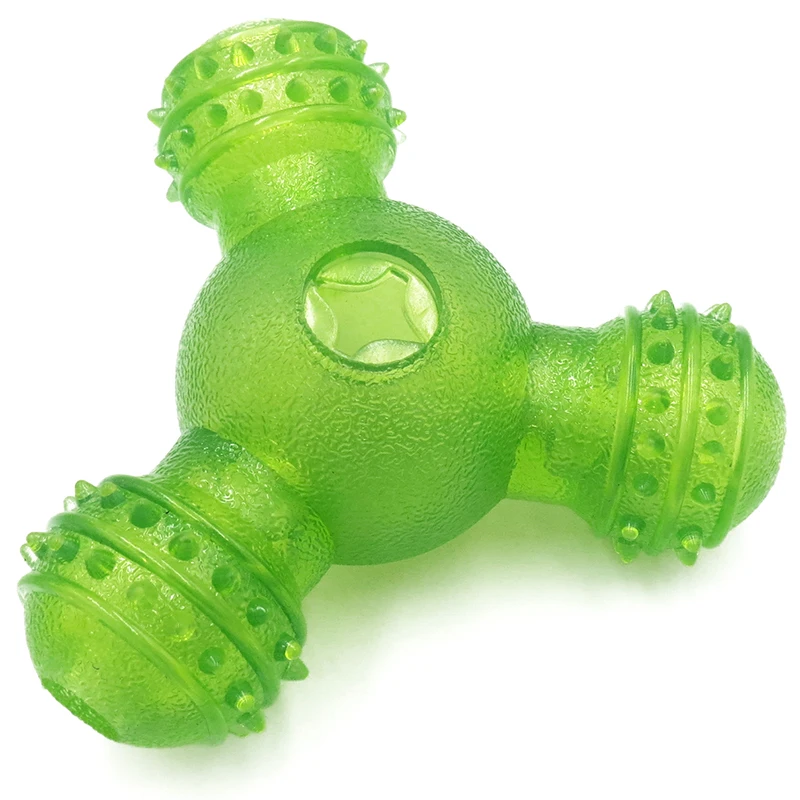 Green Dog Toys Новая игрушка для собак с тремя отверстиями, пустая пищевая головоломка, зубная щетка, зубная щетка для кормления зубов, креативные игрушки для собак - Цвет: Green Dog Toys
