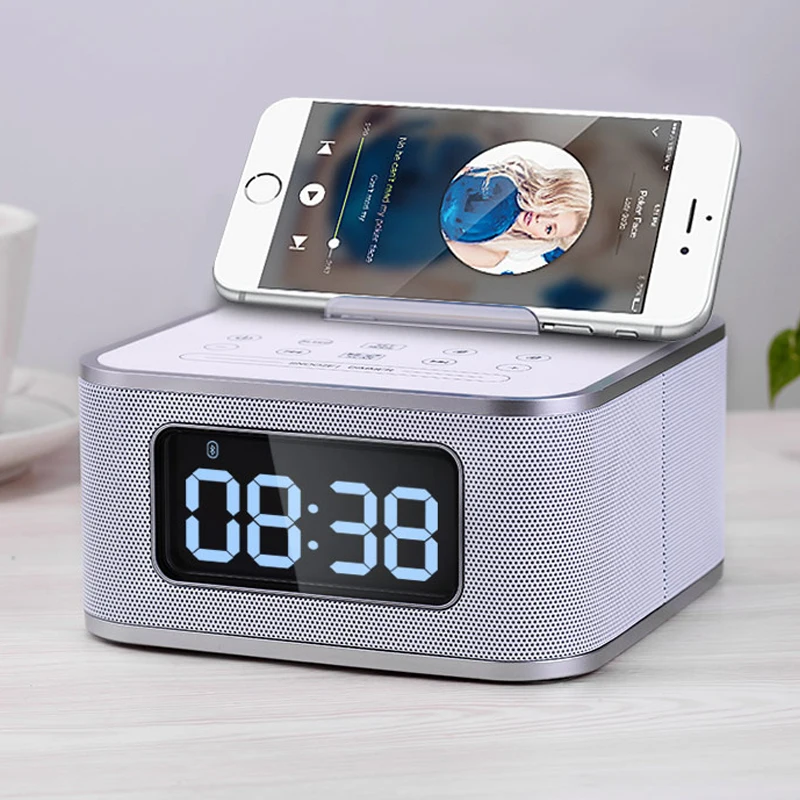 Прикроватный Мини светодиодный Будильник Bluetooth динамик стерео музыкальный плеер