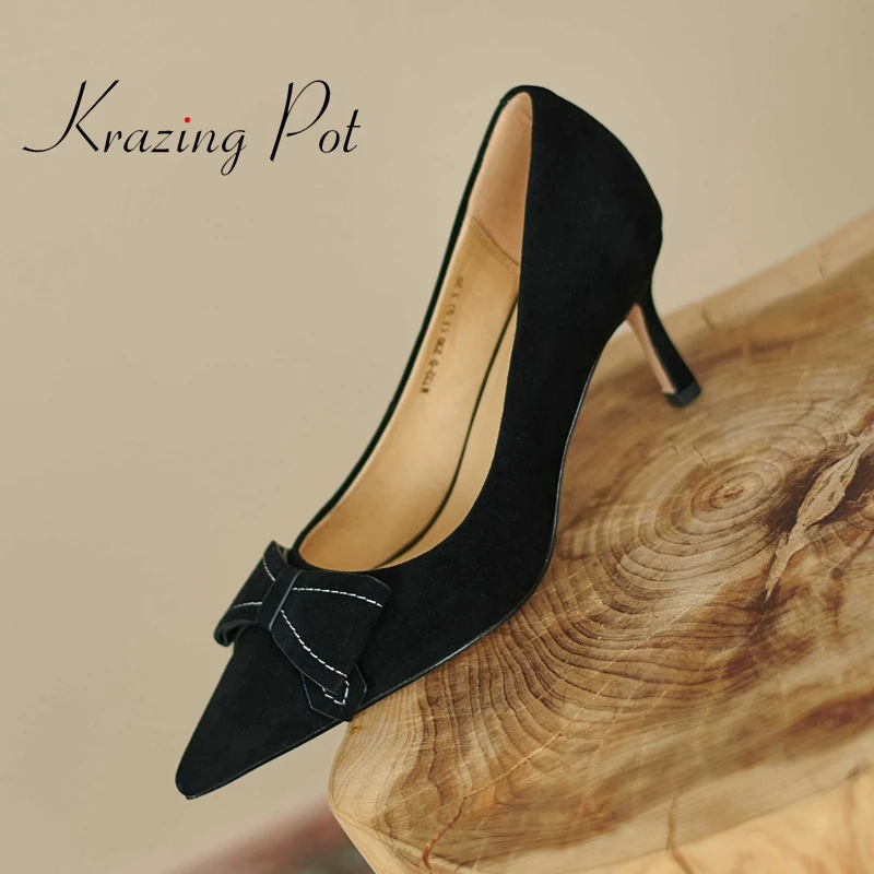 Элегантные туфли-лодочки Krazing Pot из овечьей замши с острым носком на высоком