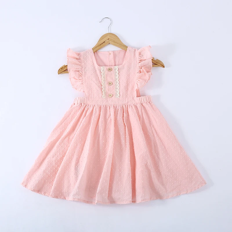 Летнее платье для девочек, милое стильное платье с цветочным принтом, Детские повседневные платья принцессы для девочек, детское праздничное платье - Цвет: Розовый