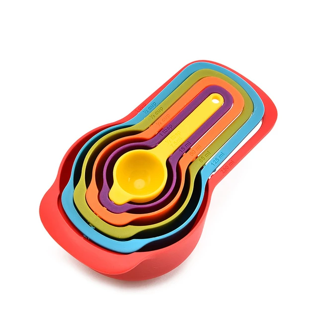 Kreigaven 6Pcs Plastic Measuring Spoons Measuring Cup Spoon Set Stackable Measuring  Cups Multi-Color Measurements Set for Mixing Baking 