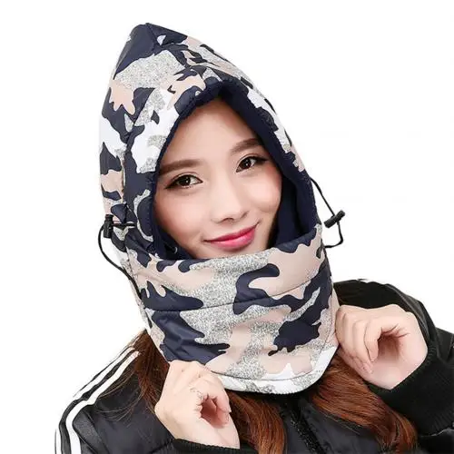 Camo Royal Blue Зимняя сохраняющая тепло Лыжная маска шарф ветрозащитная велосипедная шапка термальная флисовая Лыжная Маска щит сноуборд шляпа Катание на коньках велосипедная маска - Цвет: Camo Royal Blue