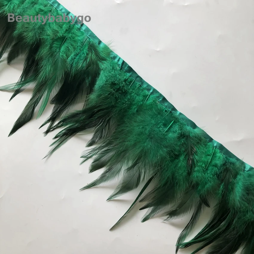 direct deep green 10 ярд темно-серый АА качество курица с перьями из хвоста петуха планки ленты 10-15 см полоса для платья юбка праздничная одежда ремесло изготовление - Цвет: direct deep green
