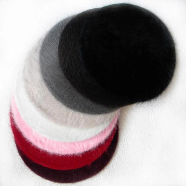 

New Ladies Solid Color Beret Fluffy Simple Chic Small Round Female Cap for Autumn MV66