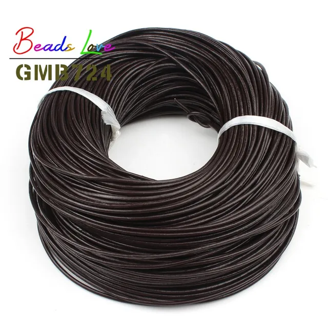 Cordon En Cuir Véritable Rond 3mm - 3 Mètres, Couleur Beige Marron, Fait Main France