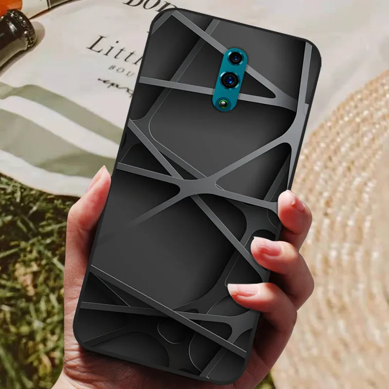 For OPPO Reno Case Soft TPU Silicone Cartoon Back Cover for OPPO Reno 2 Reno2 Phone Cases TPU Black Bumper for OPPO Reno Z Shell mobile phone case with belt loop