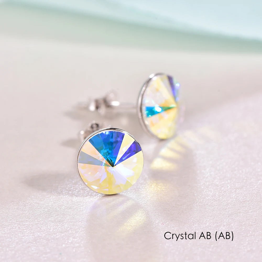Бренд Malanda, 925 пробы, серебряные серьги с круглыми кристаллами от Swarovski для женщин, модные серьги-гвоздики, свадебные офисные украшения