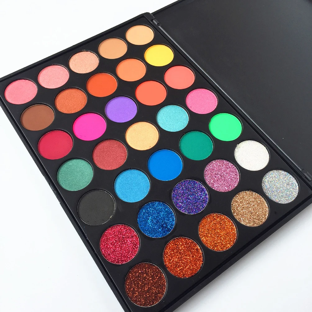 35 Color Matte Shimmer Glitter Eyeshadow Makeup Palette OEM Custom Printed Your Logo Cosmetic Set
